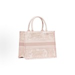 DIOR迪奥 BookTote 印花⽼⻁图案⼤容量 刺绣 ⼿提包 中号 ⼥款 糖果⾊拼粉⾊